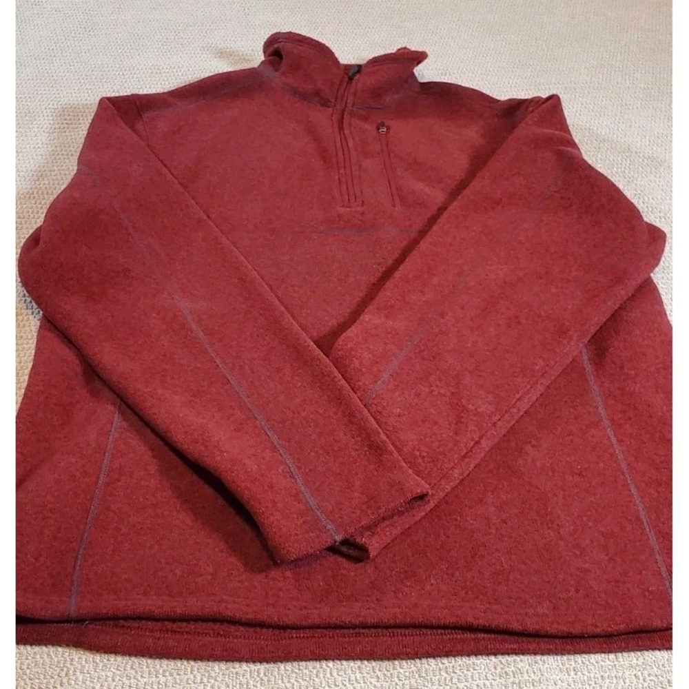 Eddie Bauer Men's XL Tall  1/4 Zip Pullover Fleece Sweater Maroon Heather Casual